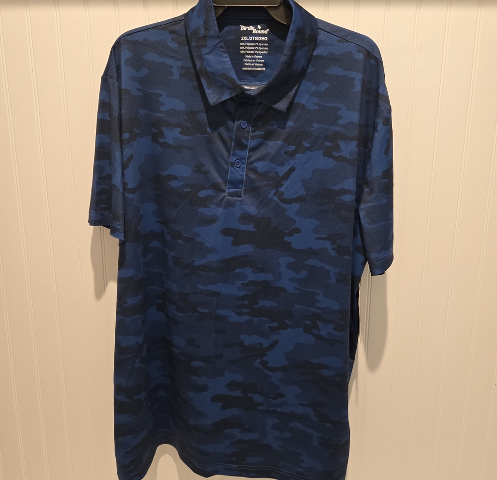 Birdie Bound Blue Camo Polo Shirt – Men’s, NWT